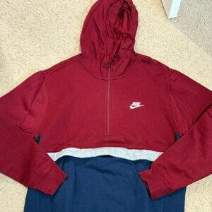 Nike 1/2 (Half) Zip Hoodie - Red/Blue - Size Large